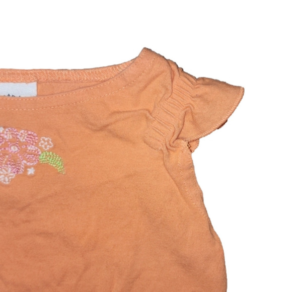 HEARTSTRINGS Orange Short Sleeve Tee with Flower Detail - Picture 3 of 4